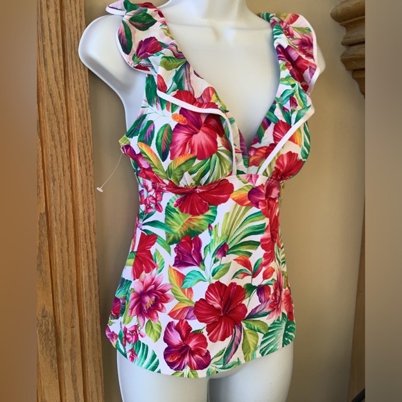 Tommy Bahama Island Cays Fiesta Ruffle Tankini Top - Small - NWOT - Picture 2 of 5